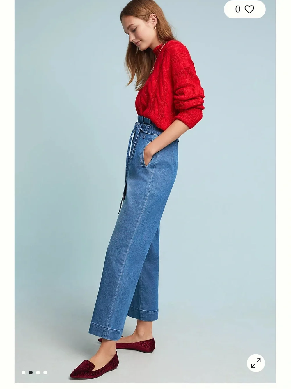 Pilcro Blue High-Rise Wide Leg Tie-Waist Jeans